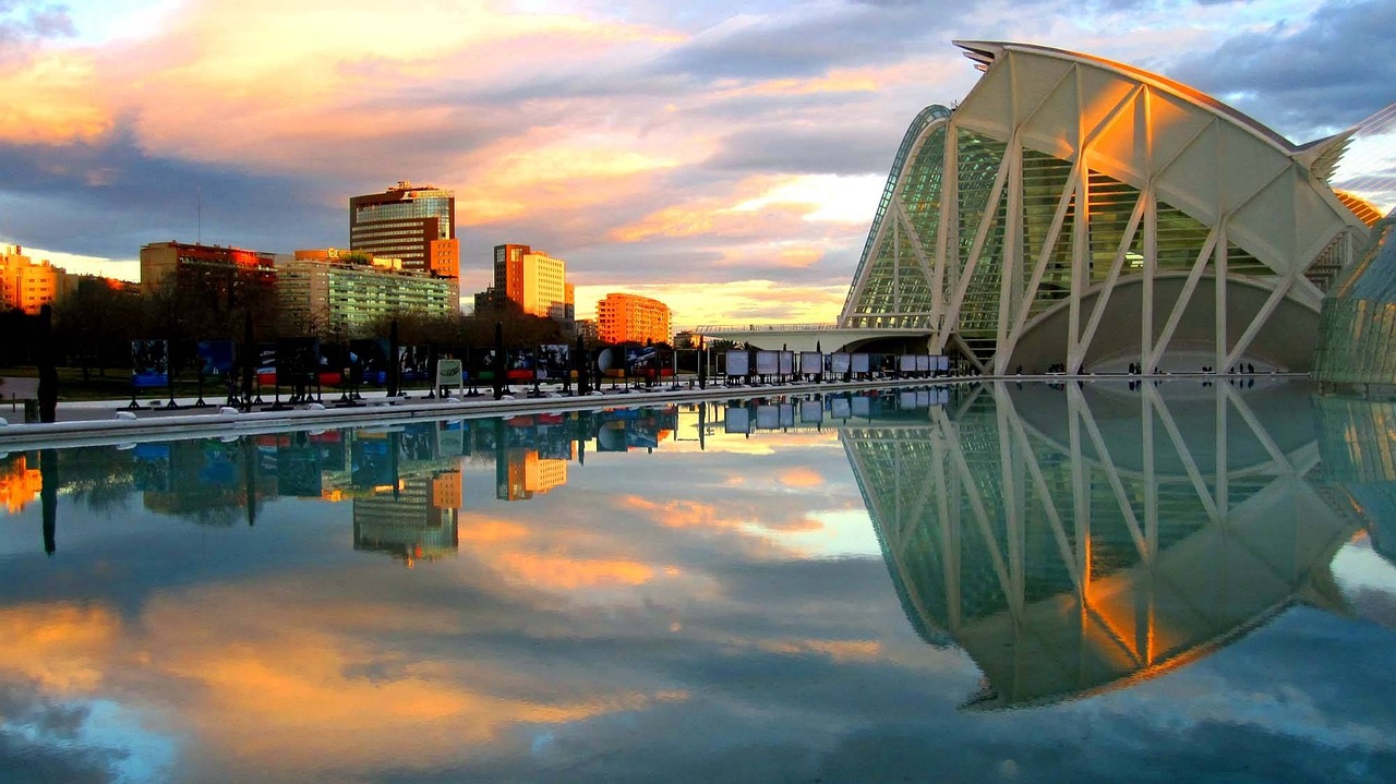 The futuristic City of Arts and Sciences in Valencia, Spain, featuring unique architectural structures and vibrant surroundings.