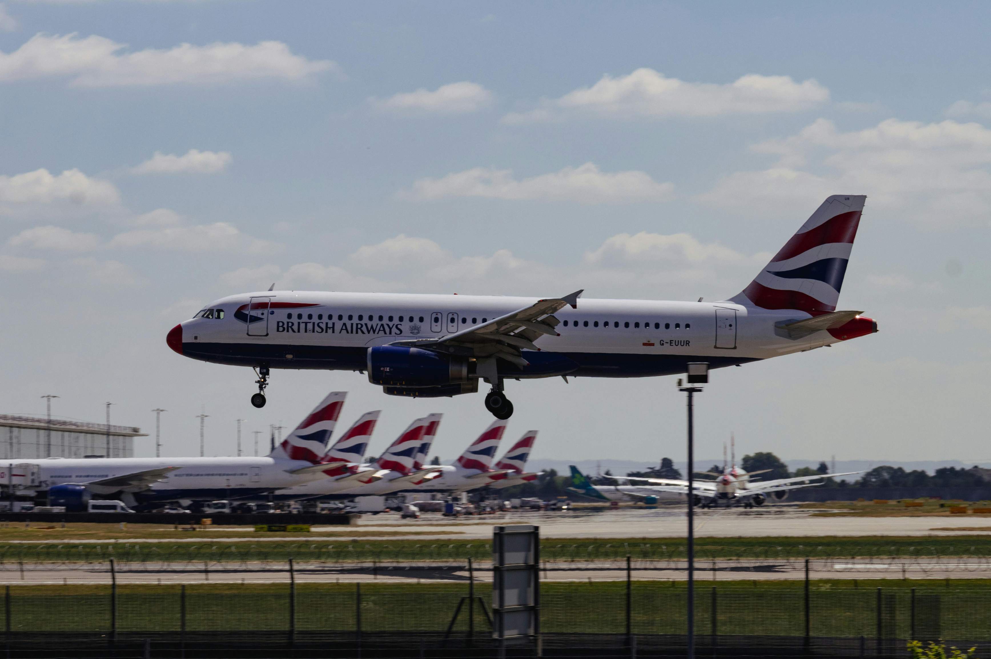 A British Airways aircraft ascends from London Airport, representing the start of journeys and airport transfer services.