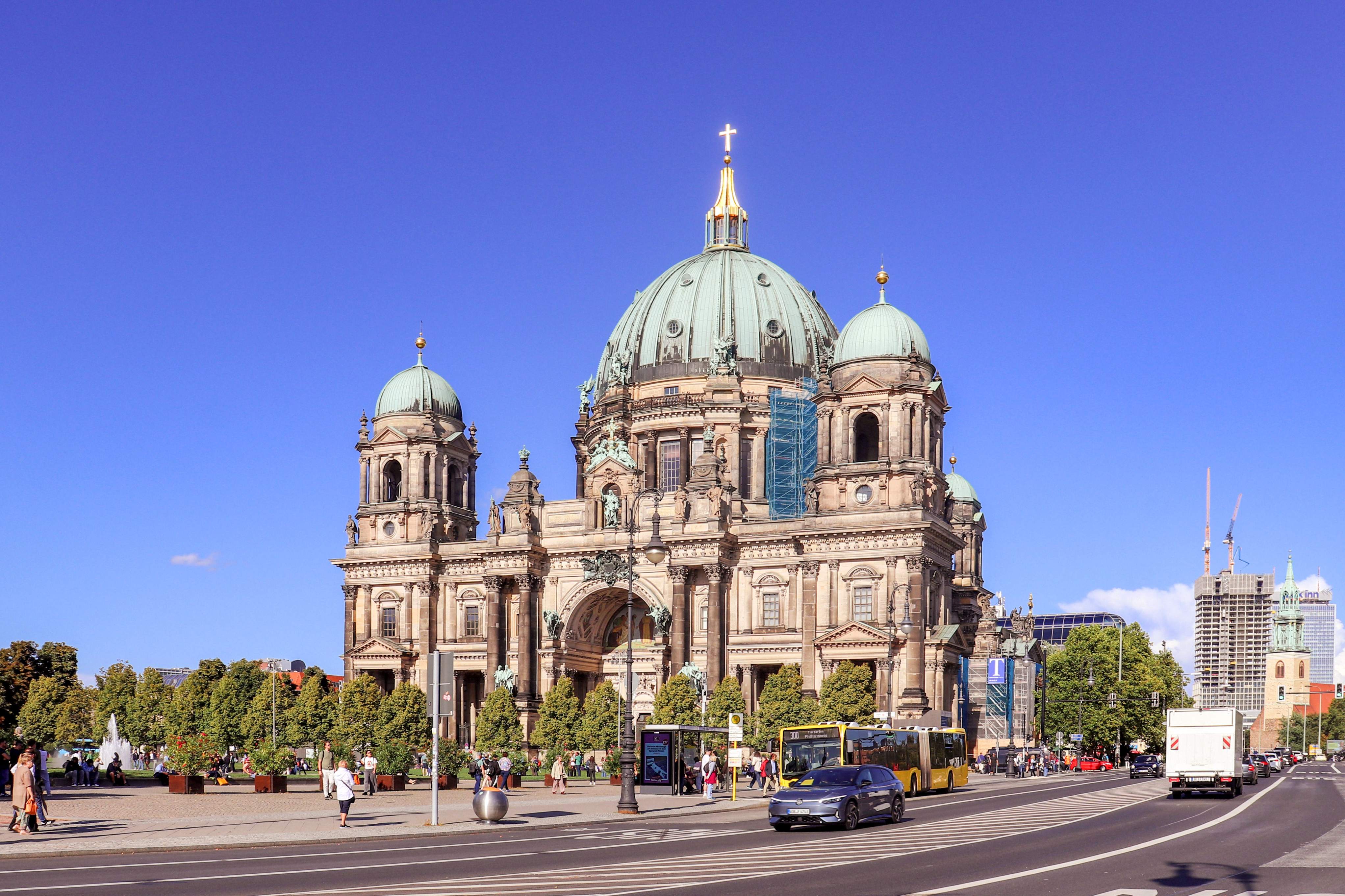 Berlin Cathedral (Berliner Dom) with its grand domes and historic architecture in central Berlin.