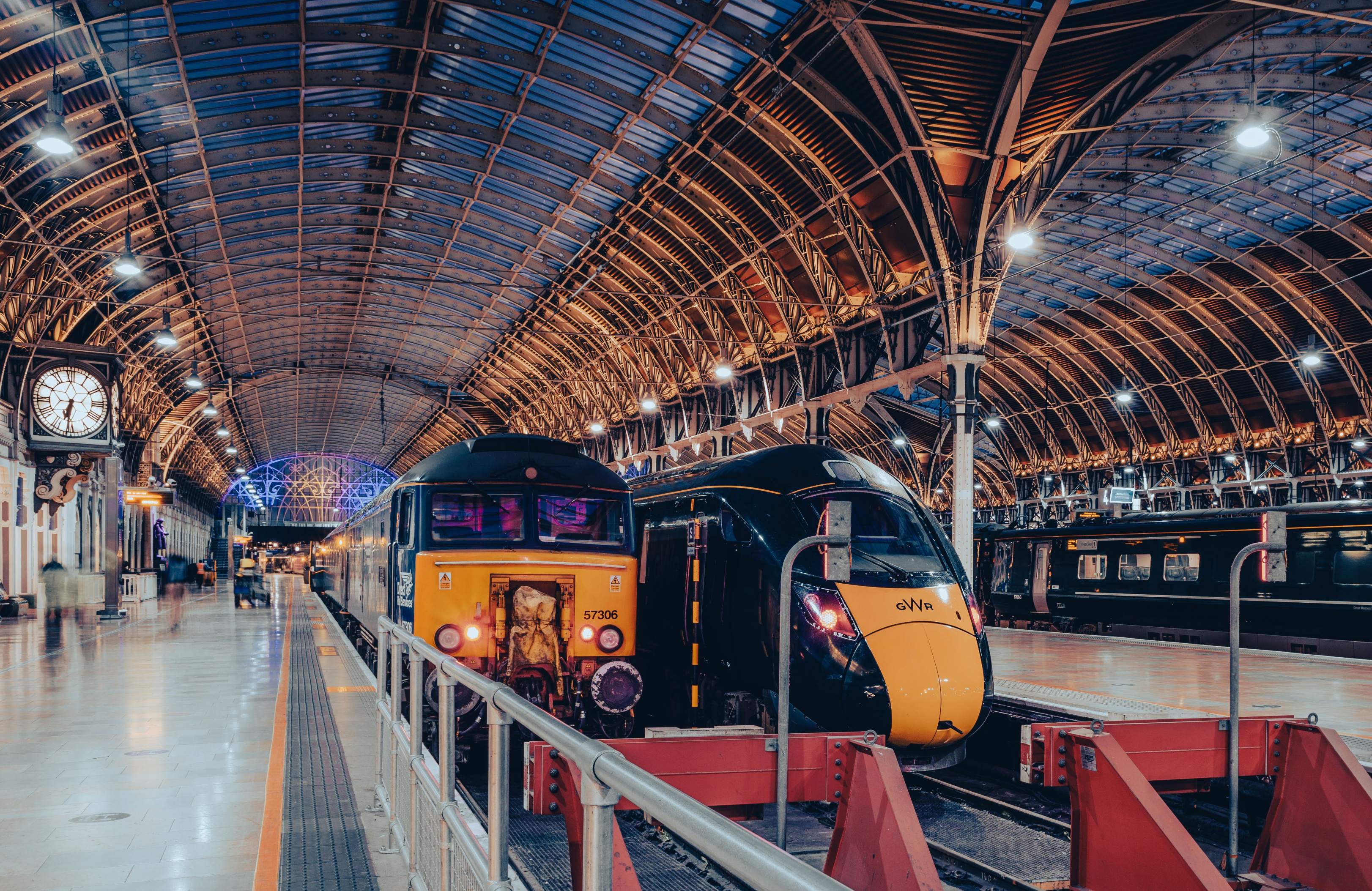 A view of two parked trains at a train station, illustrating the disruption caused by the London rail strike.